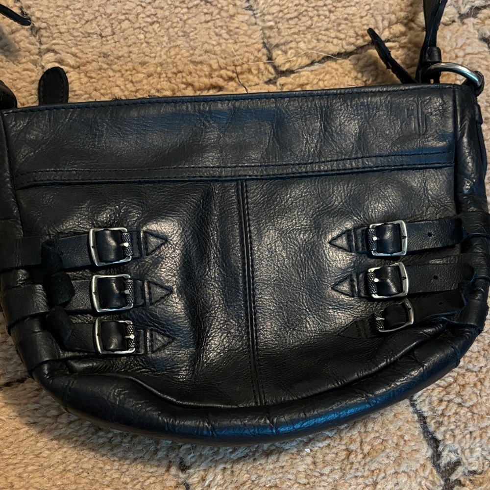 Frye Black Leather Crossbody Bag with Buckle Details - Picture 2 of 5